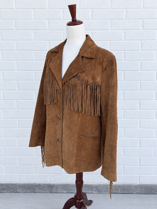 Cognac Fringe Suede Western Jacket