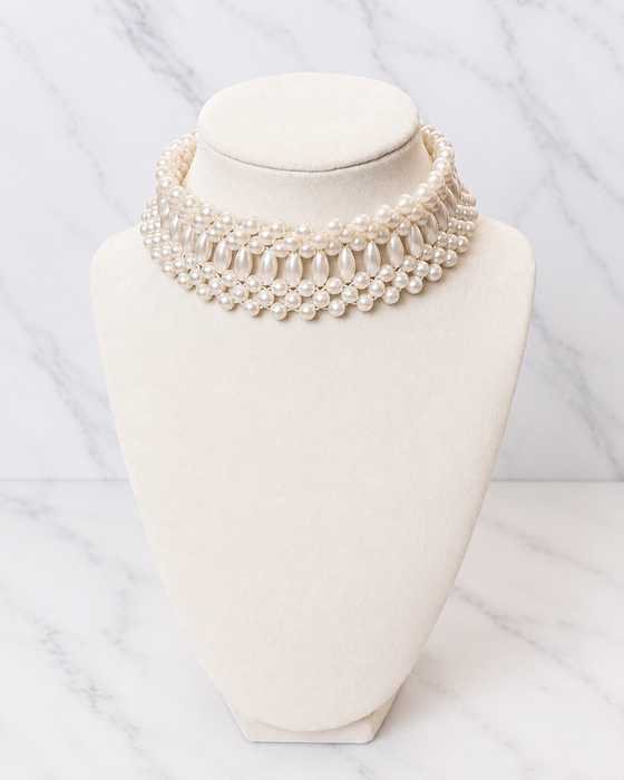 Pearl Lattice Collar Necklace