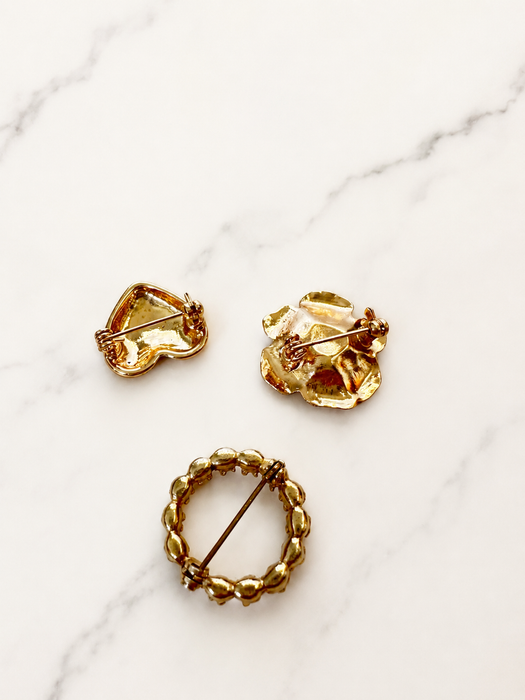Golden Keepsake Brooch Trio