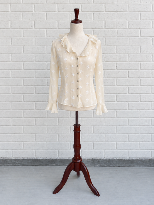 Ivory Silk Floral Embroidered Blouse