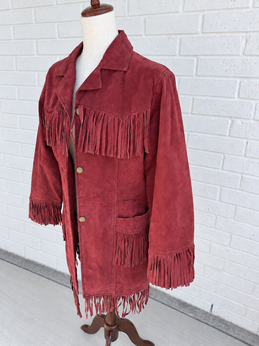 Crimson Fringe Suede Western Jacket