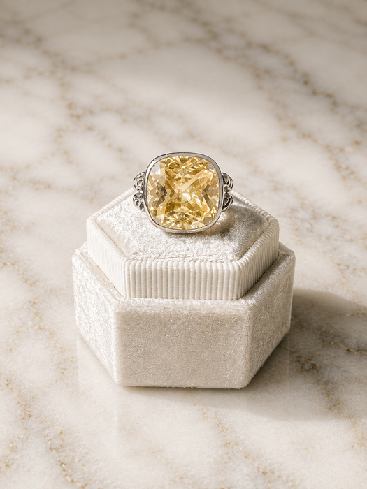Golden Hour Cushion Statement Ring