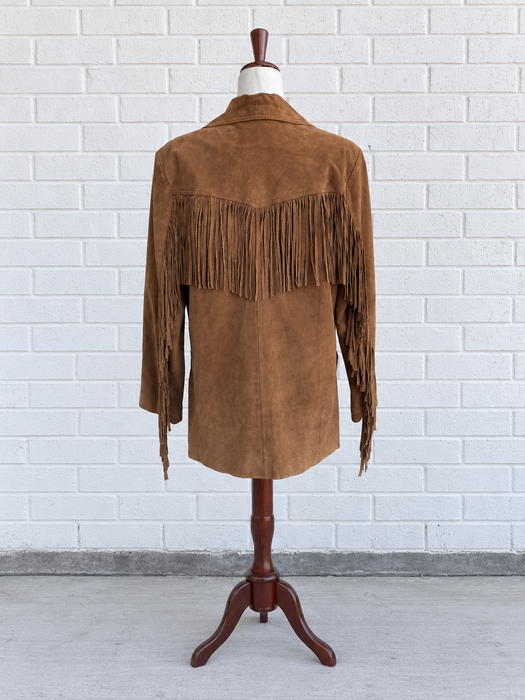 Cognac Fringe Suede Western Jacket