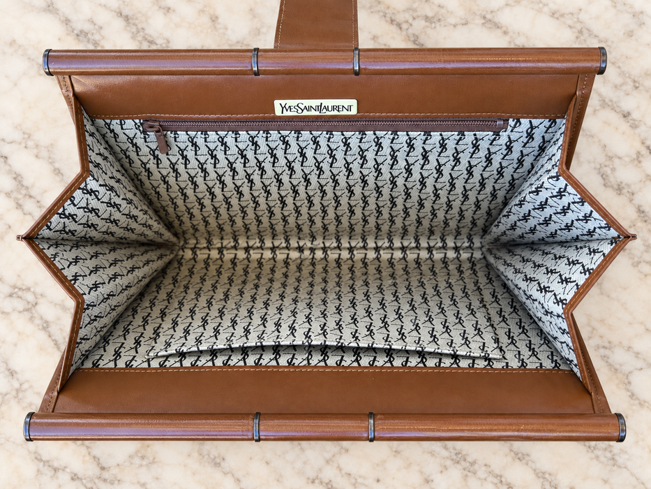 Vintage Yves Saint Laurent Caramel Chevron Clutch