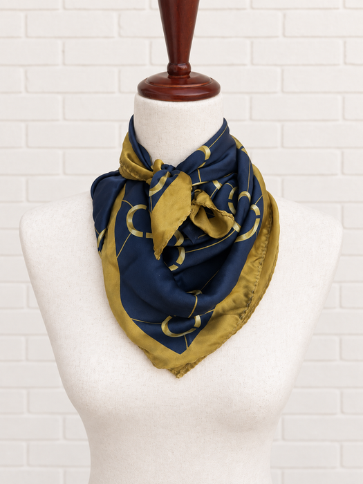 The Navy Link Silk Scarf