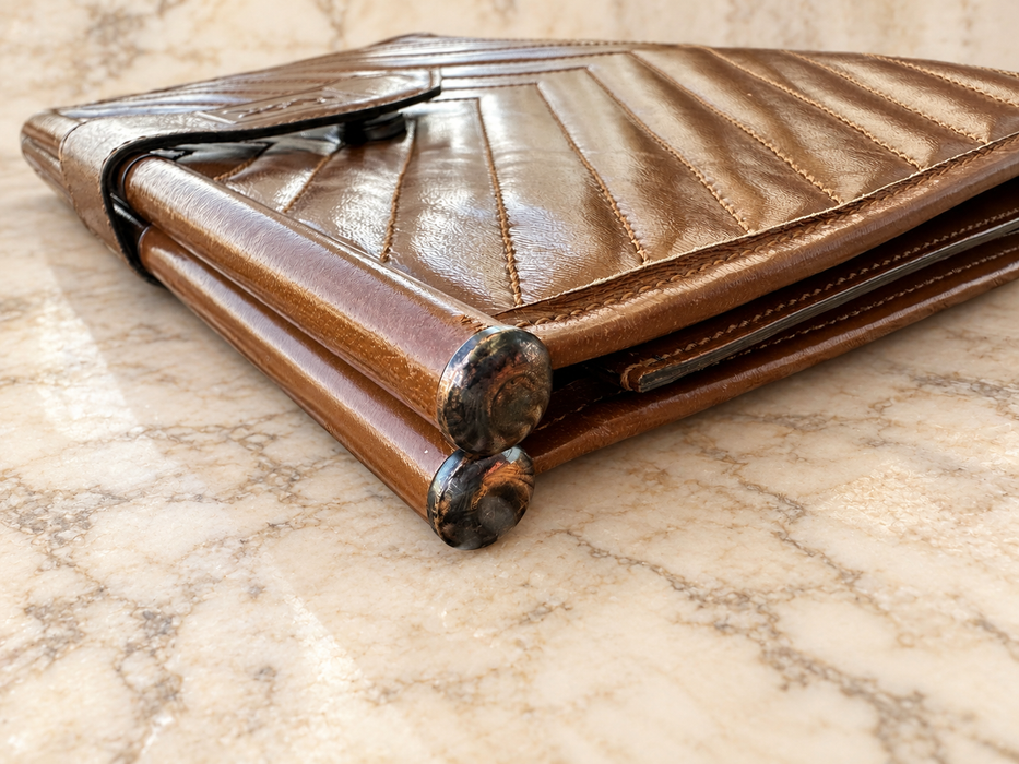 Vintage Yves Saint Laurent Caramel Chevron Clutch