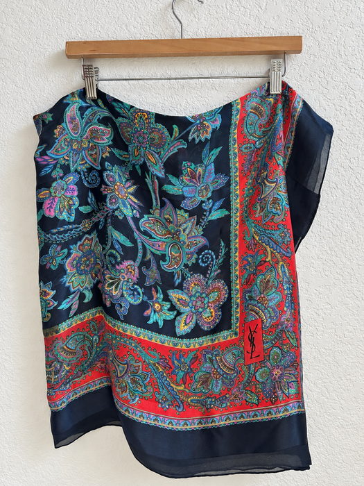 Yves Saint Laurent Oversized Paisley Silk Scarf