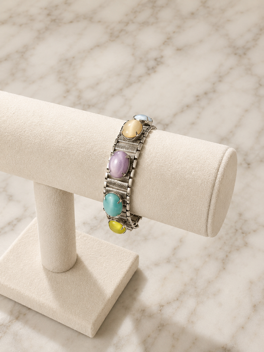Sarah Coventry Pastel Cabochon Link Bracelet