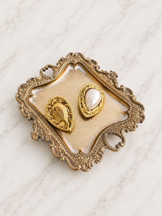 Pearl Teardrop Clip-On Earrings