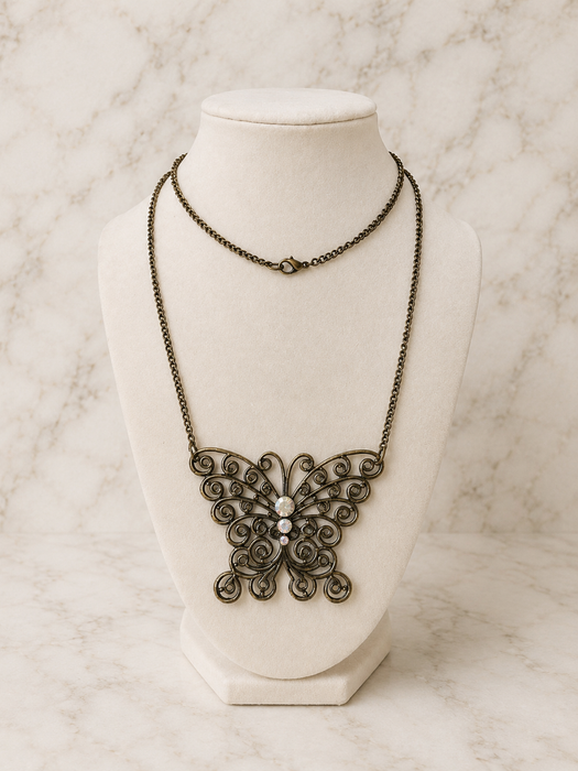 Filigree Butterfly Pendant Necklace