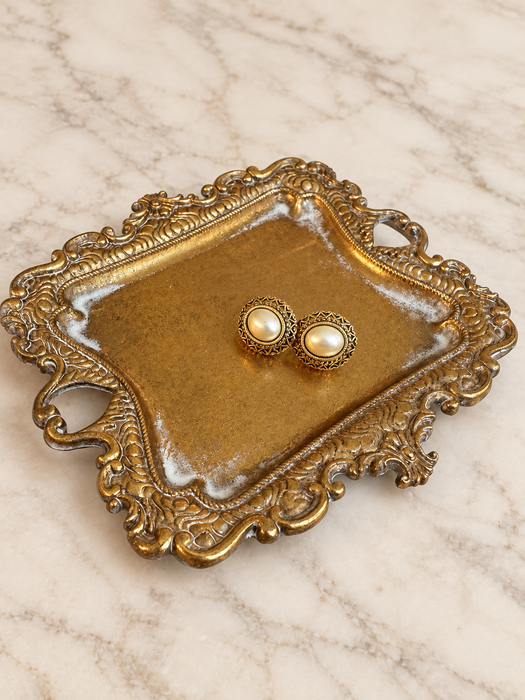 Gilded Pearl Medallion Earrings