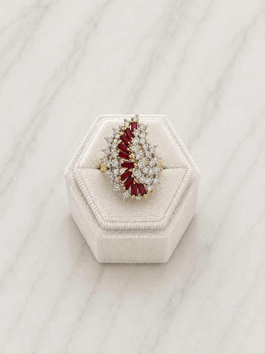 Ruby Red Baguette Statement Ring