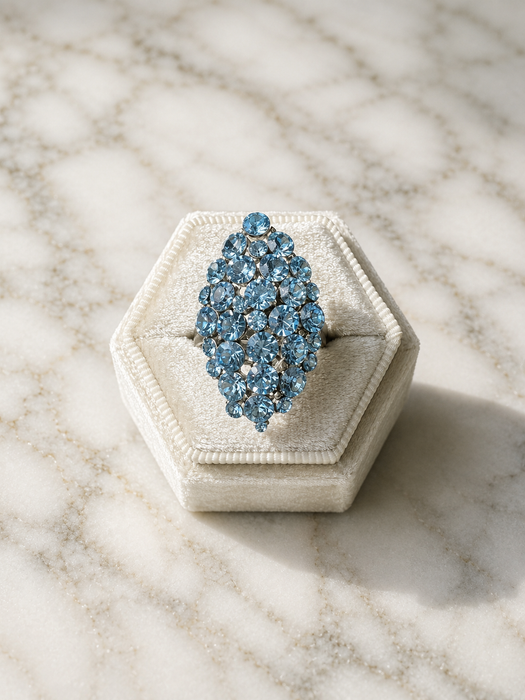 Sky Blue Crystal Adjustable Statement Ring