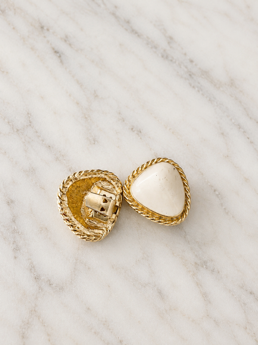 Gilded Ivory Teardrop Clip-On Earrings