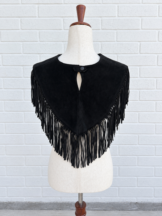 Black Suede Fringe Capelet