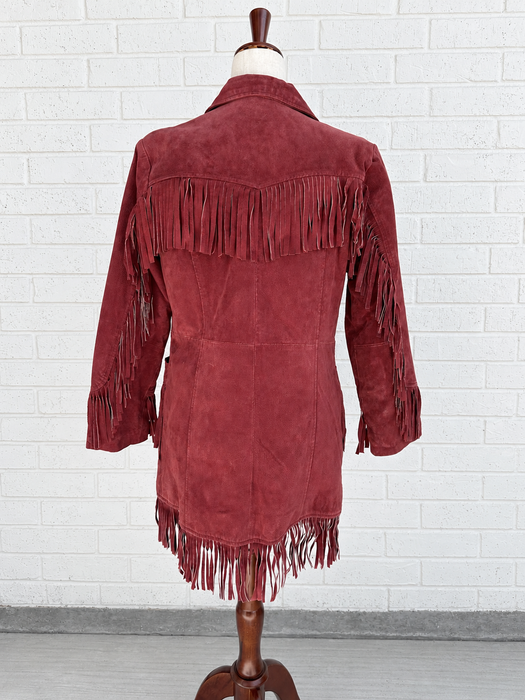 Crimson Fringe Suede Western Jacket