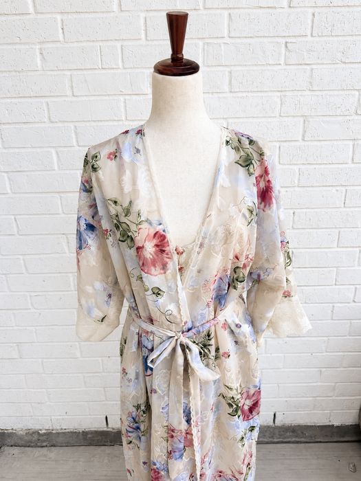 Vintage California Dynasty Garden Reverie Slip & Robe Set