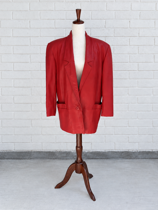 Vintage Scarlet Leather Blazer