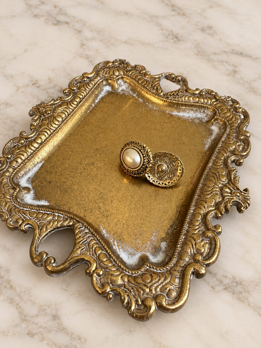 Gilded Pearl Medallion Earrings