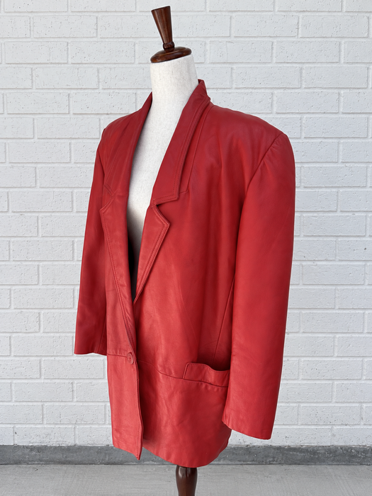 Vintage Scarlet Leather Blazer