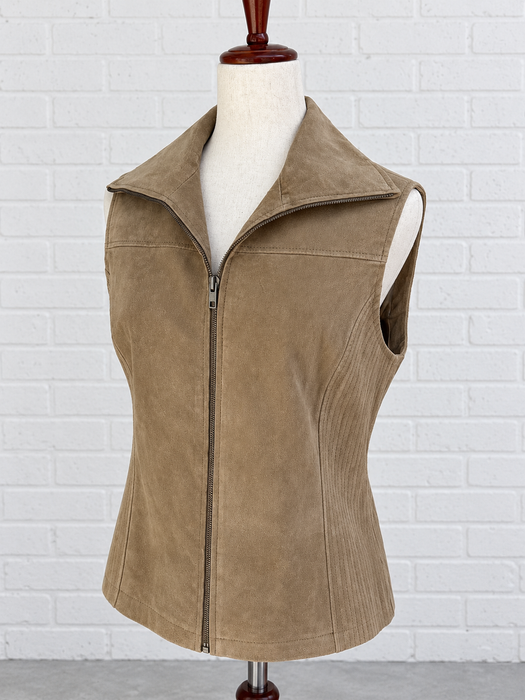 Sandstone Suede Zip Vest