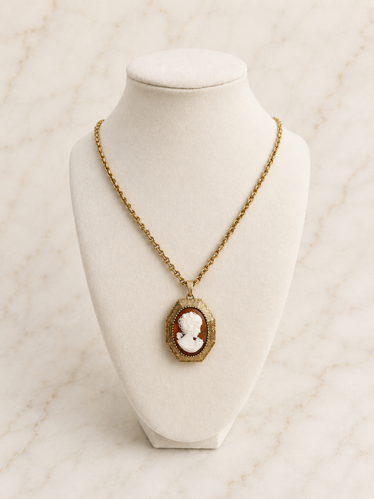 Luzier Cameo Perfume Locket Necklace