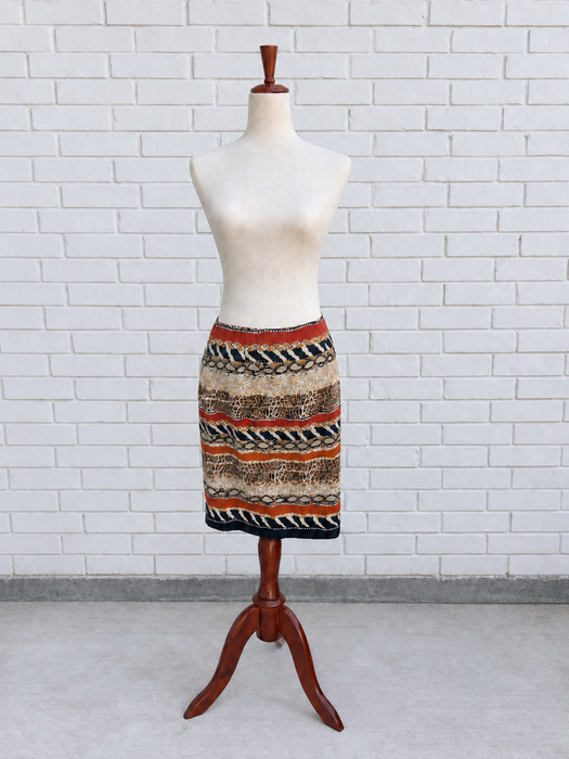 Embellished Silk Animal-Print Skirt
