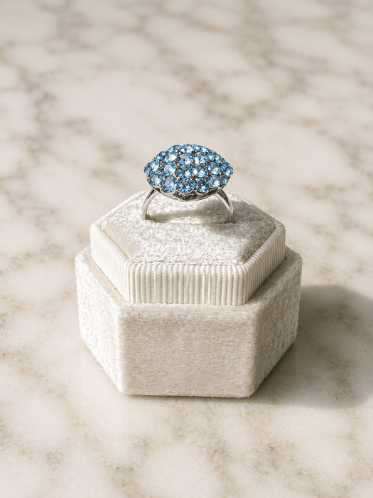 Sky Blue Crystal Adjustable Statement Ring