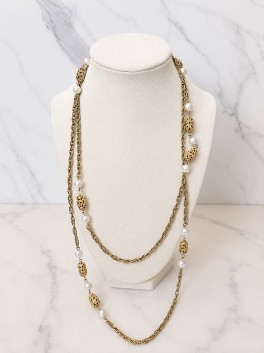 Sarah Coventry Pearl Filigree Layered Necklace
