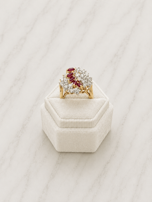 Ruby Red Baguette Statement Ring