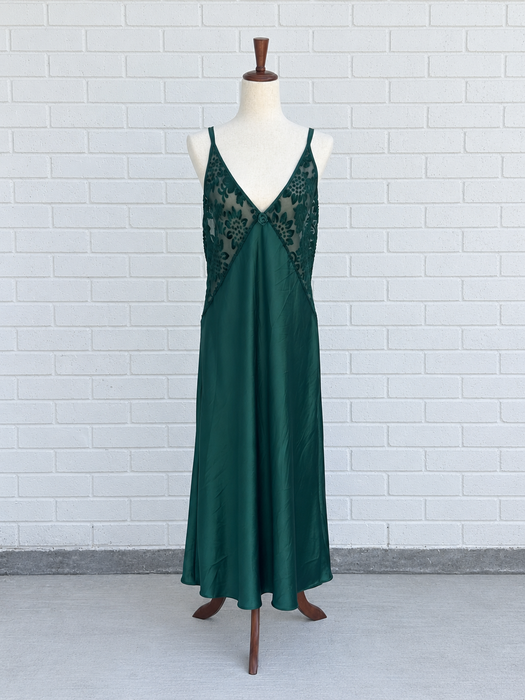 Emerald Lace Slip Dress