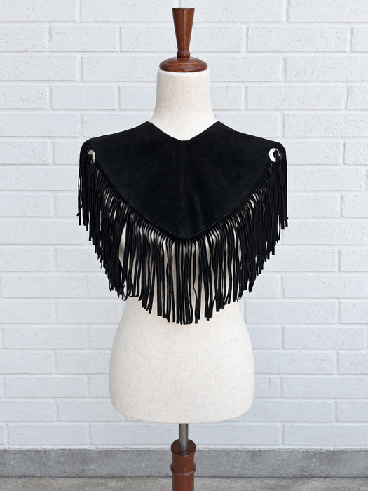 Black Suede Fringe Capelet