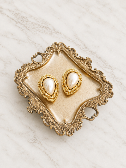 Pearl Teardrop Clip-On Earrings