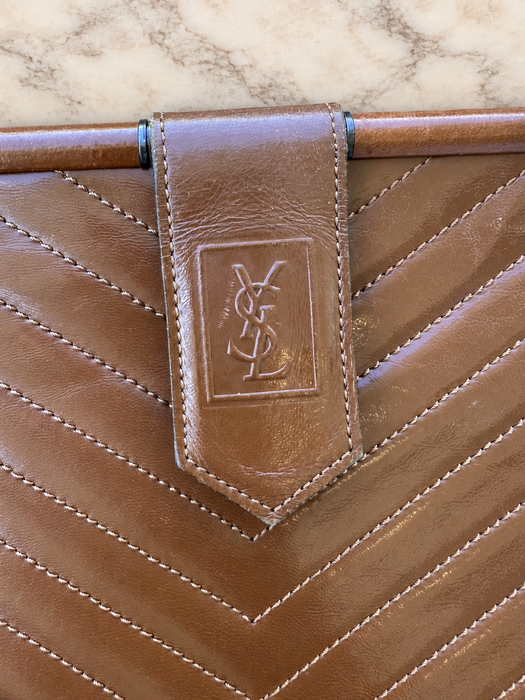 Vintage Yves Saint Laurent Caramel Chevron Clutch