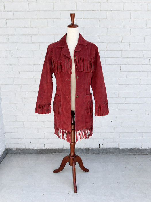 Crimson Fringe Suede Western Jacket