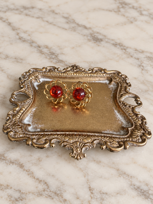 The Cherry Blossom — Floral Screw-Back Earrings