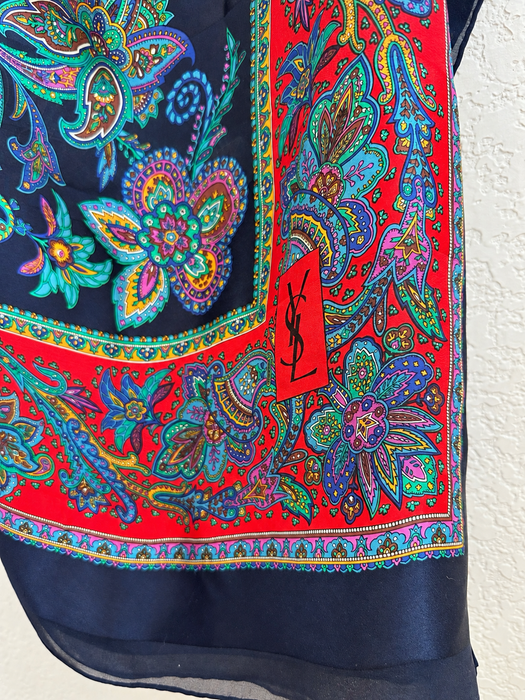 Yves Saint Laurent Oversized Paisley Silk Scarf