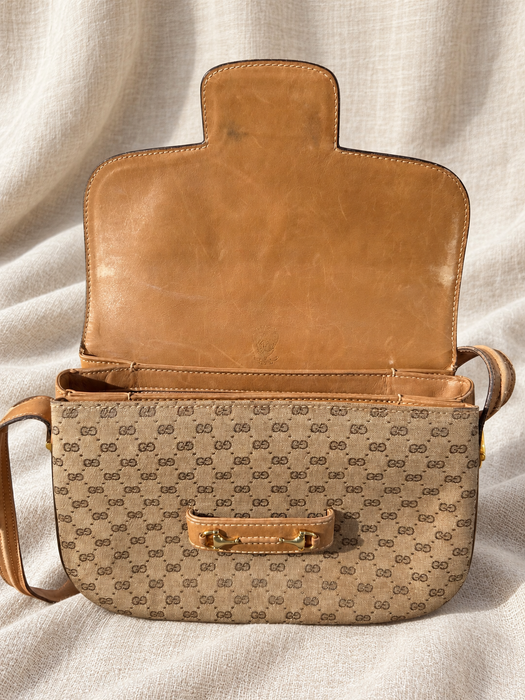 1970s Gucci Micro GG Horsebit Crossbody Bag