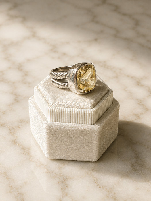 Golden Hour Cushion Statement Ring