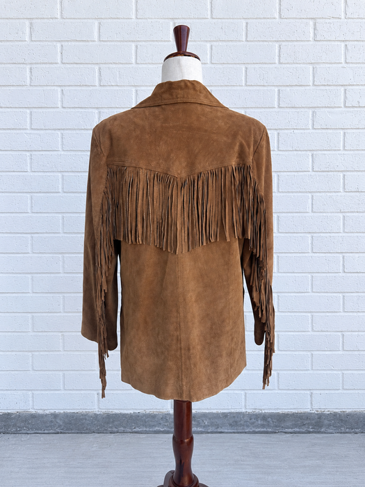 Cognac Fringe Suede Western Jacket