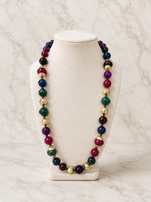 Jewel Tone Beaded Statement Necklace