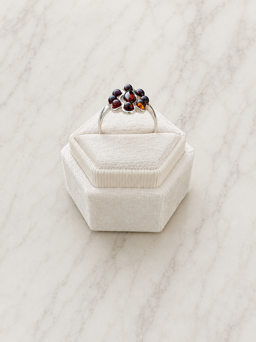 Sterling Silver Garnet-Tone Cluster Ring