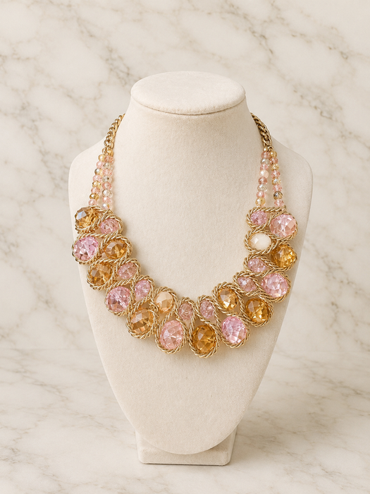 Rosé Garden Beaded Statement Necklace