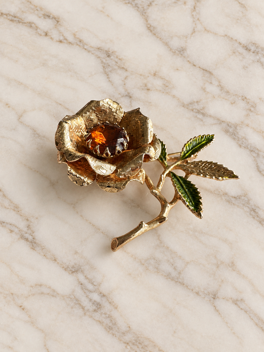 The Amber Rose — Signed Sarah Coventry Brooch