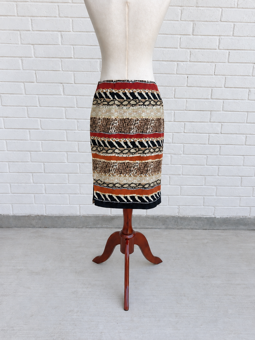 Embellished Silk Animal-Print Skirt