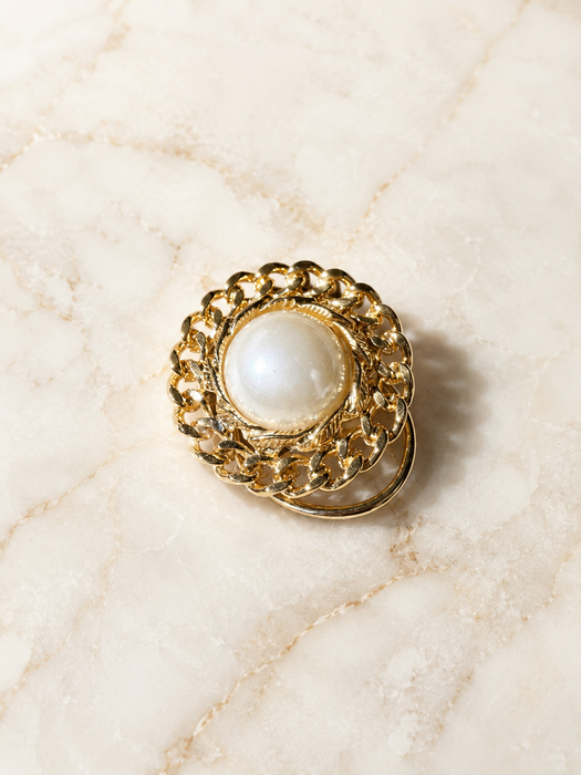 Pearl Chain Statement Brooch