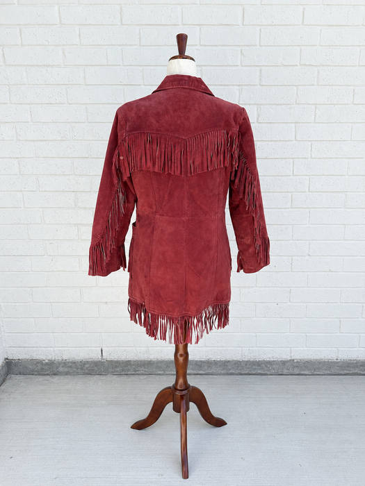 Crimson Fringe Suede Western Jacket