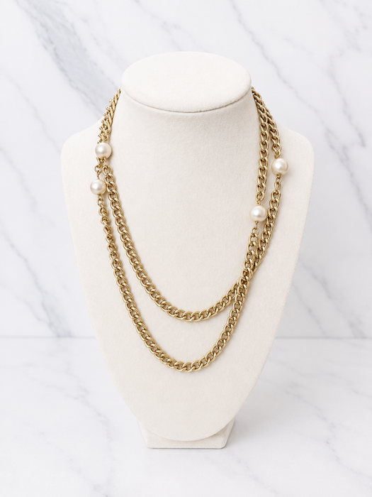 Pearl & Chain Layered Necklace