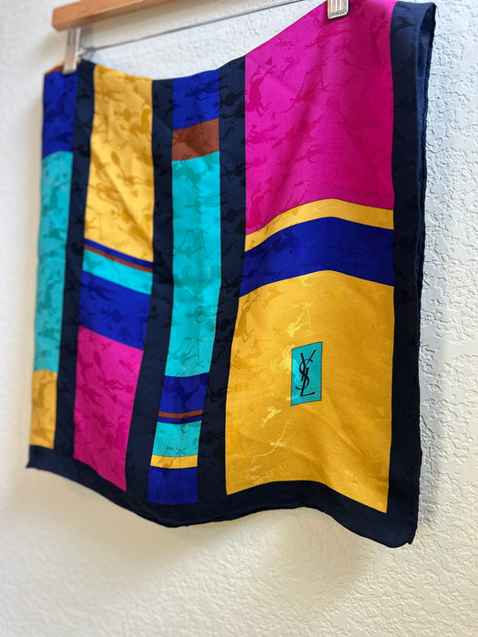 Yves Saint Laurent Jewel-Tone Silk Scarf